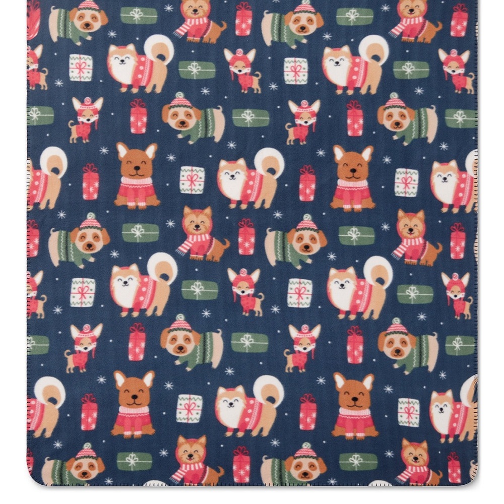 Festive Dog Pattern Throw Blanket